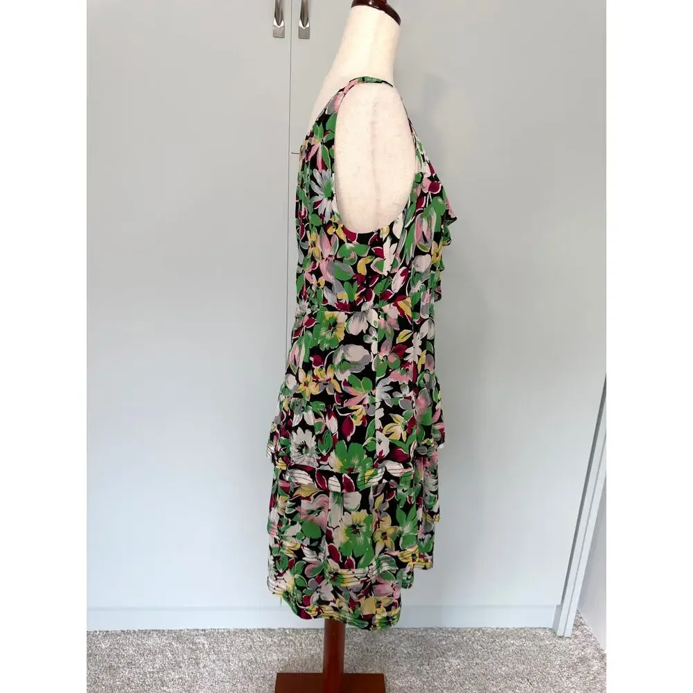 MOULINETTE SOEURS x ANTHROPOLOGIE Akebia Floral Tiered Silk Dress